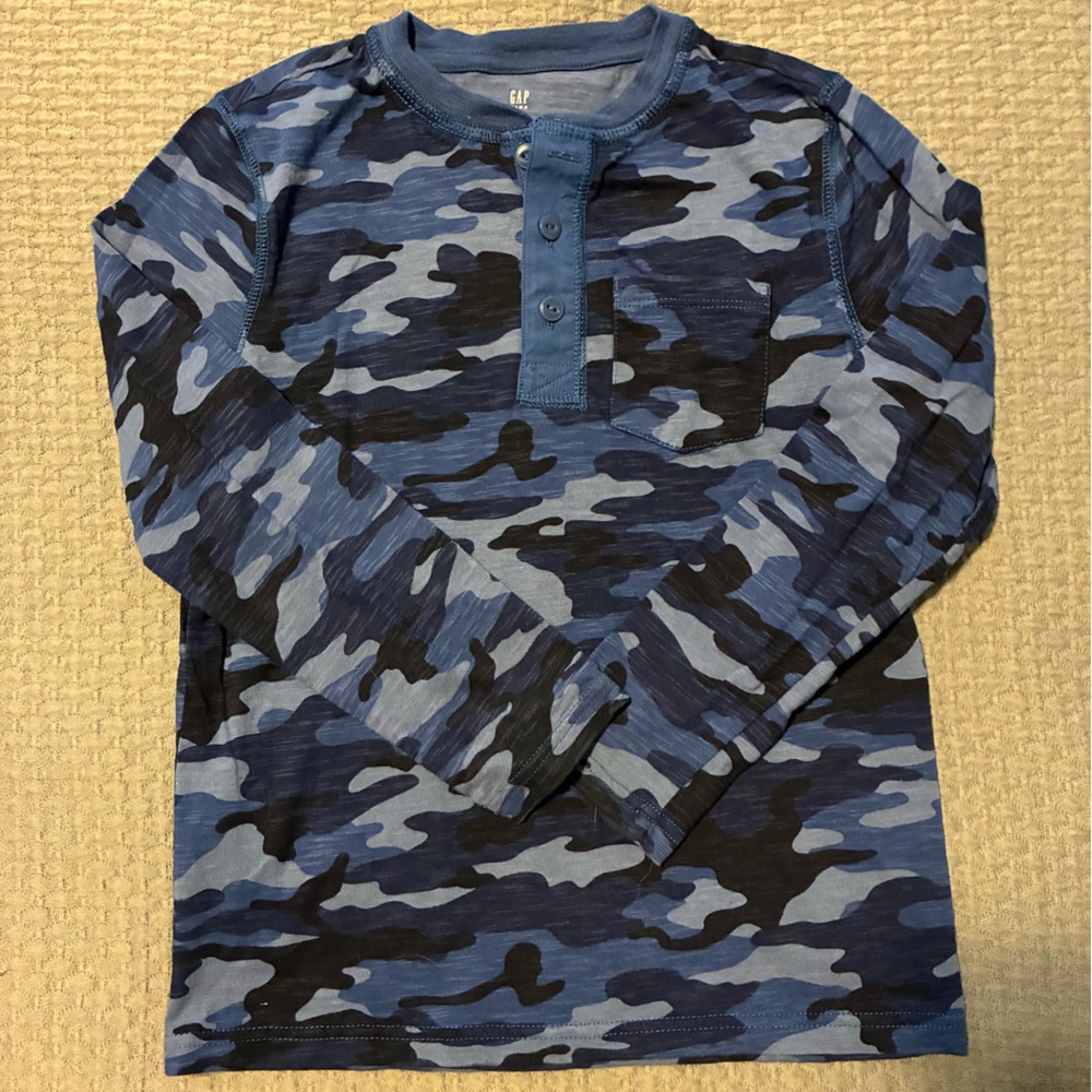 GAP Kids Blue Camo Long Sleeve Shirt